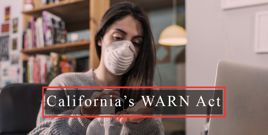 Woman putting sanitizer on her hands and wearing a face mask while working from home